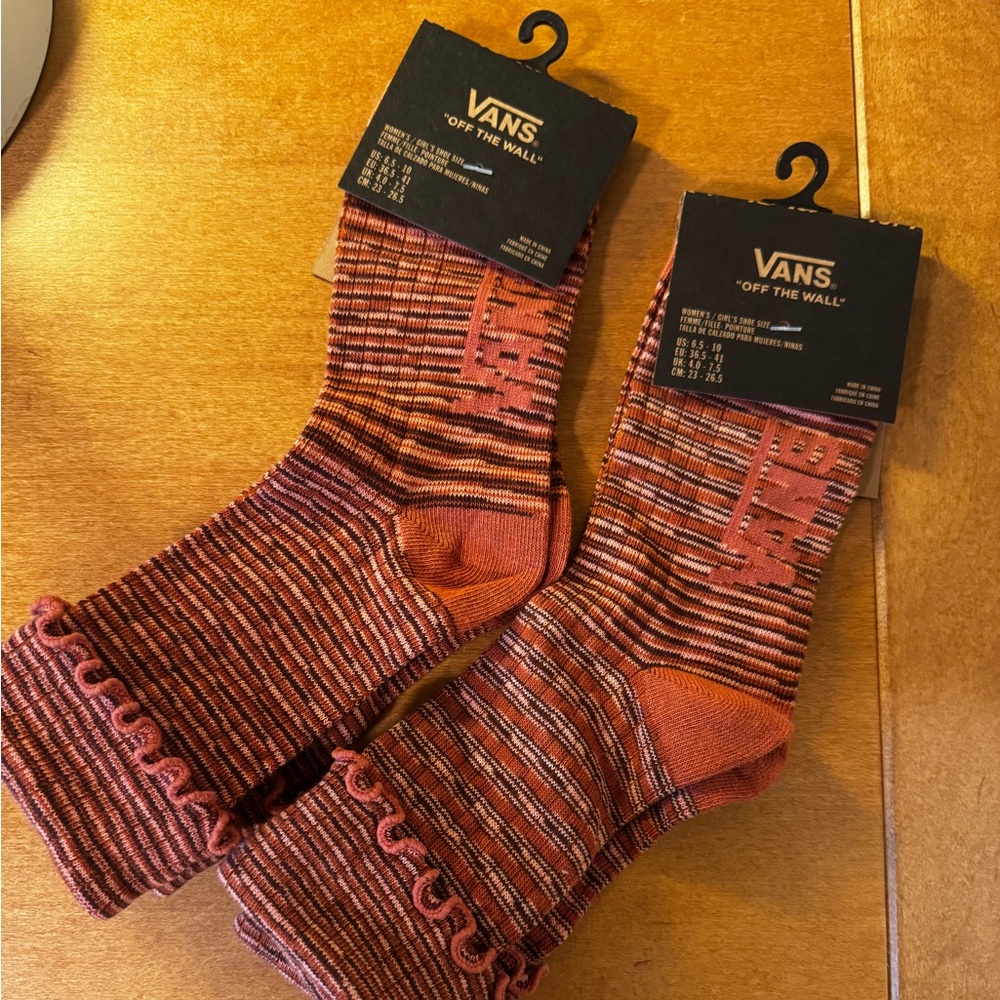 VANS Ruffle Crew Sock - Orange and Brown